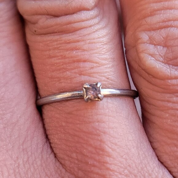 Jewelry - Dainty minimalist smoky topaz stamped STER silver ring